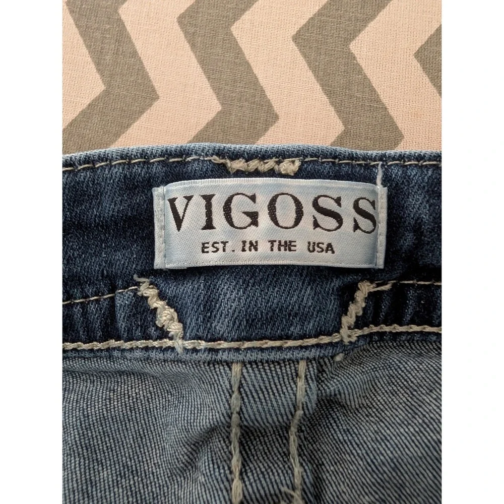 Vigoss‎ Slim Boot Jeans Womens 16 Medium Wash Embroidered Back Pockets Denim